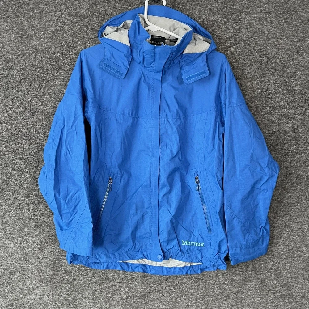 Marmot MemBrain Ski Jacket‎ Mens Small Blue Hooded Waterproof Shell Lightweight